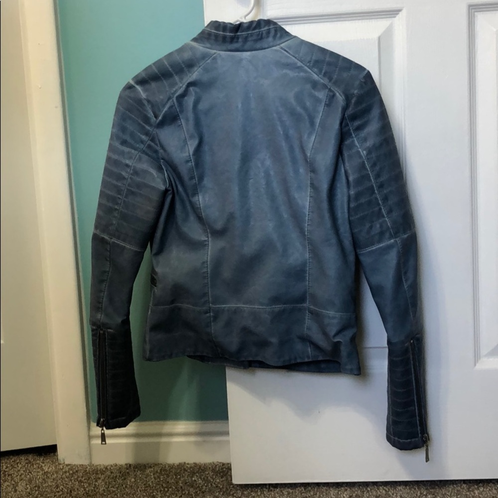 Blue leather jacket. - Picture 2 of 2